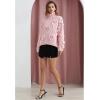 imageCHICWISH Womens Turtleneck Sweater Heart Pom Pom Pullover Sweaters Long Sleeve Loose Chunky Knit Sweater TopsPink