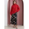 imageCHICWISH Womens Turtleneck Sweater Heart Pom Pom Pullover Sweaters Long Sleeve Loose Chunky Knit Sweater TopsRed