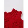 imageCHICWISH Womens Turtleneck Sweater Heart Pom Pom Pullover Sweaters Long Sleeve Loose Chunky Knit Sweater TopsRed
