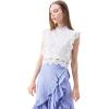 imageCHICWISH Womens WhiteBlack Falling Leaf Full Lace Crochet Round Neck Sleeveless Crop TopYour Sassy Startwhite