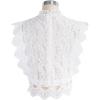 imageCHICWISH Womens WhiteBlack Falling Leaf Full Lace Crochet Round Neck Sleeveless Crop TopYour Sassy Startwhite