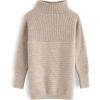 imageCHICWISH Womens LinenWhiteGrey Cozy Ribbed Long Sleeve Turtleneck Knit Top Pullover SweaterLinen