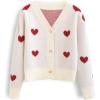imageCHICWISH Womens RedIvory Soft Heart Cropped Knit CardiganIvory