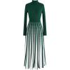 imageCHICWISH Womens Stripe Print Turtleneck Knit Midi DressDark Green