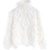imageCHICWISH Womens Turtleneck Sweater Heart Pom Pom Pullover Sweaters Long Sleeve Loose Chunky Knit Sweater TopsIvory