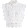 imageCHICWISH Womens WhiteBlack Falling Leaf Full Lace Crochet Round Neck Sleeveless Crop TopYour Sassy Startwhite