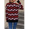 imageCHICWISH Valentines Sweater Women Love Heart Print Crew Neck Long Sleeve Casual Pullover Top Soft Holiday Knit SweaterBlack