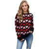imageCHICWISH Valentines Sweater Women Love Heart Print Crew Neck Long Sleeve Casual Pullover Top Soft Holiday Knit SweaterBlack