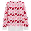 imageCHICWISH Valentines Sweater Women Love Heart Print Crew Neck Long Sleeve Casual Pullover Top Soft Holiday Knit SweaterWhite