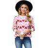 imageCHICWISH Valentines Sweater Women Love Heart Print Crew Neck Long Sleeve Casual Pullover Top Soft Holiday Knit SweaterWhite