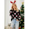 imageCHICWISH Womens BlackGreenPinkRed Fuzzy Santa Claus Knit TopBlack