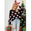 imageCHICWISH Womens BlackGreenPinkRed Fuzzy Santa Claus Knit TopBlack