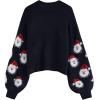 imageCHICWISH Womens BlackGreenPinkRed Fuzzy Santa Claus Knit TopBlack