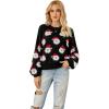 imageCHICWISH Womens BlackGreenPinkRed Fuzzy Santa Claus Knit TopBlack