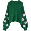 imageCHICWISH Womens BlackGreenPinkRed Fuzzy Santa Claus Knit TopGreen