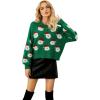 imageCHICWISH Womens BlackGreenPinkRed Fuzzy Santa Claus Knit TopGreen