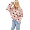 imageCHICWISH Womens BlackGreenPinkRed Fuzzy Santa Claus Knit TopPink