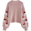 imageCHICWISH Womens BlackGreenPinkRed Fuzzy Santa Claus Knit TopPink