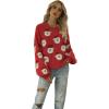 imageCHICWISH Womens BlackGreenPinkRed Fuzzy Santa Claus Knit TopRed