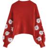 imageCHICWISH Womens BlackGreenPinkRed Fuzzy Santa Claus Knit TopRed