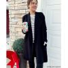 imageCHICWISH Womens Classy Open Front Knit Coat Cardigan Coatigan Light JacketBlack