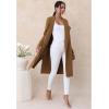 imageCHICWISH Womens Classy Open Front Knit Coat Cardigan Coatigan Light JacketTan