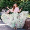 imageCHICWISH Womens Floral Watercolor Flower Maxi Floral Chiffon Slip SkirtGreen