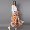 imageCHICWISH Womens Floral Watercolor Flower Maxi Floral Chiffon Slip SkirtOrange