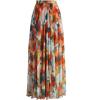 imageCHICWISH Womens Floral Watercolor Flower Maxi Floral Chiffon Slip SkirtOrange