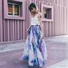 imageCHICWISH Womens Floral Watercolor Flower Maxi Floral Chiffon Slip SkirtPurple