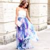 imageCHICWISH Womens Floral Watercolor Flower Maxi Floral Chiffon Slip SkirtPurple