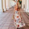 imageCHICWISH Womens Floral Watercolor Flower Maxi Floral Chiffon Slip SkirtRed Floral Blossom