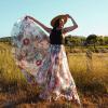 imageCHICWISH Womens Floral Watercolor Flower Maxi Floral Chiffon Slip SkirtRed Floral Blossom