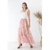 imageCHICWISH Womens Floral Watercolor Flower Maxi Floral Chiffon Slip SkirtRose Painting