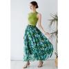 imageCHICWISH Womens Floral Watercolor Flower Maxi Floral Chiffon Slip SkirtVibrant Green Floral