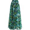 imageCHICWISH Womens Floral Watercolor Flower Maxi Floral Chiffon Slip SkirtVibrant Green Floral