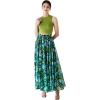 imageCHICWISH Womens Floral Watercolor Flower Maxi Floral Chiffon Slip SkirtVibrant Green Floral