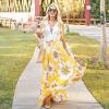 imageCHICWISH Womens Floral Watercolor Flower Maxi Floral Chiffon Slip SkirtYellow