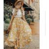 imageCHICWISH Womens Floral Watercolor Flower Maxi Floral Chiffon Slip SkirtYellow Flower