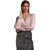 imageCHICWISH Womens Tender Ruched Detail Faux Wrap TopPink