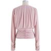 imageCHICWISH Womens Tender Ruched Detail Faux Wrap TopPink
