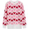 imageCHICWISH Valentines Sweater Women Love Heart Print Crew Neck Long Sleeve Casual Pullover Top Soft Holiday Knit SweaterWhite