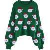 imageCHICWISH Womens BlackGreenPinkRed Fuzzy Santa Claus Knit TopGreen
