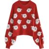 imageCHICWISH Womens BlackGreenPinkRed Fuzzy Santa Claus Knit TopRed