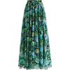 imageCHICWISH Womens Floral Watercolor Flower Maxi Floral Chiffon Slip SkirtVibrant Green Floral