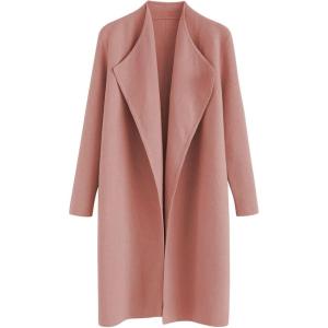 imageCHICWISH Womens Classy Open Front Knit Coat Cardigan Coatigan Light JacketCoral