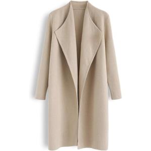 imageCHICWISH Womens Classy Open Front Knit Coat Cardigan Coatigan Light JacketLight Tannew