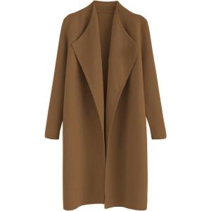 imageCHICWISH Womens Classy Open Front Knit Coat Cardigan Coatigan Light JacketTan