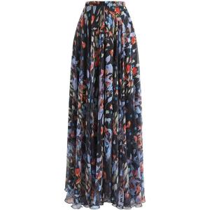 imageCHICWISH Womens Floral Watercolor Flower Maxi Floral Chiffon Slip SkirtBlooming Calla Lily