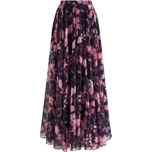 imageCHICWISH Womens Floral Watercolor Flower Maxi Floral Chiffon Slip SkirtGorgeous Pink Floral